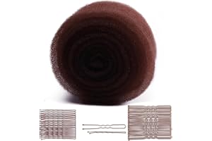 WPNCYK Hair Sponge for Updo, Hair Bun Donut & Volume Bumps Tool, 70 Inch Hair Padding with 70 Bobby Pins, Styling Clip Accessories for Women, Lady, Girl (Dark Brown)