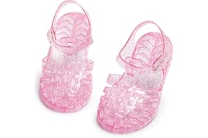 CENCIRILY Toddler Girls Jelly Sandals Soft Rubber Sole Closed Toe Glitter Sparkle Summer Beach Holiday Princess Dress Up Shoes