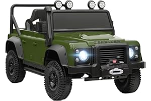 AIYAPLAY Kinder Elektroauto, Land Rover Defender 110 SVX 12V 7Ah Kinderauto mit Fernbedienung, 2 Motor, Kinderfahrzeug mit Softstart, Soft Stopp, 4 Stoßdämpfer, Hupe, MP3, Licht für 3-5 Jahre Grün