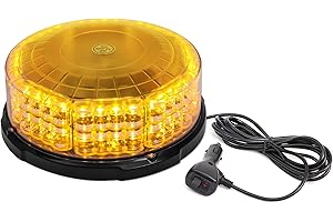 ROUTEKING 64 LED Rundumleuchte - 12/24V Gelb Warnleuchte led magnet, 12 Blitzmuster IP65 Warnblinkleuchte Blitzlicht Auto LKW KFZ Dach Stroboskop Lamp (Orange)