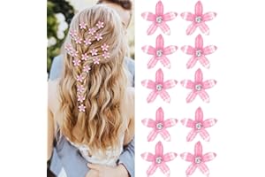Mezrkuwr 10 horquillas para el pelo de flores pequeñas, pequeñas horquillas para el pelo para mujer, horquillas decorativas para el pelo de boda para niñas