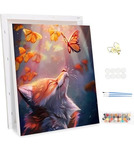 Dipingi con i numeri, per adulti, con tela incorniciata, con cavalletto in legno, pittura a olio acrilica fai da te con pennelli, bella confezione regalo per decorare le pareti della casa (30,5