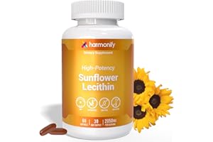 HARMONIFY Sunflower Lecithin Wellness Supplement, 2050 mg High-Potency, Non-GMO & Gluten-Free, 60 Softgels, Proudly USA Company
