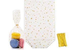 Linjinde -Sacchetti Opp Trasparenti Borsa Con Nastro, Fondo Incrociato Per Natale 145X235Mm, 100 Pezzi