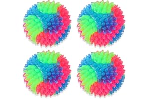 Rolin Roly Palla per Cani Luminosa LED Palla per Cani Atossico Resistenti ai Morsi Gioco di Addestramento Ideale per la Pulizia dei Denti Dog Toy Ball (4PK Spiky Ball)