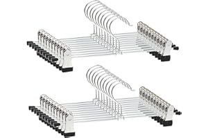 Bkrdty Perchas de Falda 20 Piezas Percha para Pantalón con Adjustable Clips Antideslizantes 40cm Grande Perchas para Faldas Abrigos Vestidos