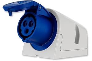 REV Presa CEE a parete – Alimentazione ottimale all'esterno – Presa per caravan per l'uso di tutti i dispositivi elettrici, adatta per corrente continua – Presa da campeggio IP44, blu