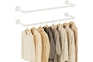 Yawinhe YMG002BW-2 Klädstänger, 94 cm, rörstativ, industriellt rörstativ, väggmonterad, platsbesparande hylla, kökshylla, för butik och hem, krämfärgad, 2 stycken