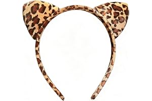 XETHI Diadem med Leopardmönster och Mjuka 3D Kattröron