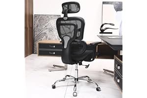 KERDOM Silla de Oficina ergonómica de Escritorio, Silla ejecutiva con reposabrazos Ajustable 3D, Respaldo Alto de Malla Agradable para la Piel, Silla de Escritorio hasta 150 kg/330 kg
