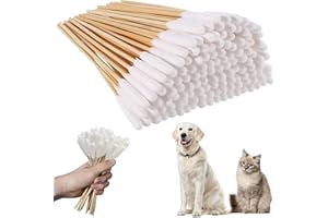 Dszemie 200Pcs Dog Cotton Buds Ear Cleaning Swabs, Dog Ear Budss Large 15CM Extra Large Cotton Buds for Pet Cleaning Disposable Cat Ears Cottons Swabs Sticks Dogs Earbuds(200Pcs)