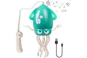 ROUSKY Giocattolo magico di polpo danzante, prevenzione automatica degli ostacoli tramite sensore, luce LED, ricarica USB. Disponibile in rosa, giallo e verde (verde)
