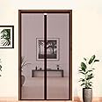 LifeKrafts Polyester Magnetic Mosquito Net for Door | Mosquito Curtain for All Door Types & Sizes | Auto-Closing Insect Screen to Keep Mosquito Out (210x80 cm, Brown)