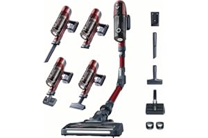 Rowenta X-Pert 6.60 Smart Aspirateur Balai sans fil, Tube Flex, Idéal pour les Poils D'animaux, Léger, Puissance 100W, Autonomie 45min, LED RH6471WO, Noir/Rouge