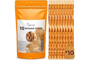 Miswak borste 10-pack – siwak – naturlig tandborste av siwak trä för vita tänder – vegansk och miljövänlig tandborstträ för skonsam tandrengöring – Salvadora Persica – TazarinLtd