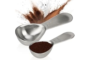 COM-FOUR® 2x kaffeskopor av rostfritt stål, måttskedar i två storlekar