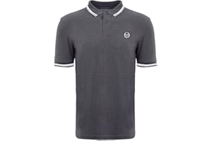 Sergio Tacchini Black Grey Iconic Stripe Polo Shirt 103.20022 003, S