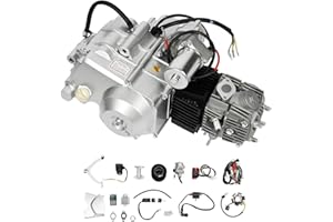 ACROSSPART 125CC 4-Stroke Motor Engine Kit, Single Cylinder Air-Cooled 3-Speed Semi Auto Motor, Petrol Engine w/Foot Start and CDI Ignition Fits ATV Quad Bike Go Kart