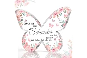 Ljevandria Schwester Geschenk Geburtstag Geschwister Geschenke Personalisierte Geburtstagsgeschenk für Große Schwester Acryl Schmetterling Das Beste Schwestern Geschenke für Weihnachten