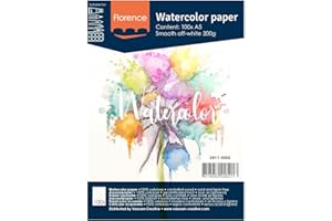 VAESSEN CREATIVE Florence 2911-3002 Aquarellpapier A5 in Elfenbein Weiß, aus 200 g/m² Glattem Papier, 100 Blatt für Aquarellmalerei, Handlettering und Brush Lettering, stück