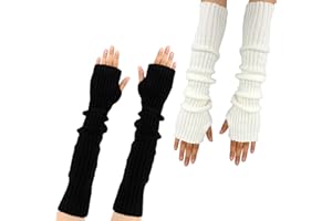 STYQUENZER Armwarmers Damen, 2 Paar Lange Fingerlose Handschuhe Gestrickte Armstulpen Winterweiche Hand Warmers für Damen