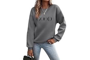 Minetom Pullover Damen Sweatshirt Briefe Drucken Langarm Rundhals Pulli Herbst Winter Frauen Buchstaben Druck Locker Casual Oberteil Sport Streetwear Sweatshirts ohne Kapuze Bluse Tops