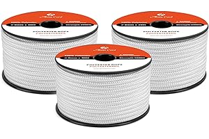 Abma Cord Cuerda Poliéster Trenzada 6mm x 30m para Nautica, Exterior, Barco, Amarre, Driza - Blanco