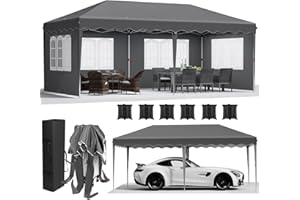 LIFERUN Tonnelle de Jardin Pliable 3x6m, Barnum Pliant Extérieur avec 4 Parois Amovibles 6 PCS Sacs de Sable,Tonnelle Pop-up de Reception Imperméable, Anti-UV 50+, Fête Camping Festival Plage Mariage,Gris