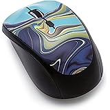 Amazon Basics Mouse wireless, motivo scarabocchio su tela, Blu, 3.77" x 2.2" x 1.6"