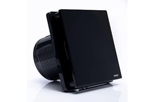 STERR Black Bathroom Fan 4 inches / 100 mm - Extractor Fan - Glass Front - Modern Look - BFS100-B - 10 W