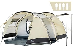 CampFeuer Tente Tunnel pour 4 Personnes Super+ | Grande Tente familiale avec 2 entrées et 3.000 mm de Colonne d'eau | Tente de Groupe