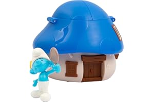 Giochi Preziosi Les Schtroumpfs – La Maison de Schtroumpfs avec Toit Bleu à mécanisme Rechargeable à l'intérieur Schtroumpf vaniteux de 5,5 cm, pour Enfants à partir de 3 Ans