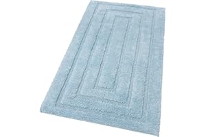 emmevi Tappeto Bagno Puro Cotone Elegante Morbido Antiscivolo Giro Water Bidet Set 3 Pezzi Azzurro