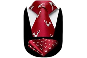 HISDERN Christmas Ties for Men Funny Christmas Tie and Pocket Square Set Novelty Pattern Xmas Necktie for Festive Party