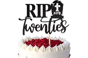 Xsstarmi 1 Pack Rip Twenties Cake Topper Black Glitter Death to My Twenties Cake Pick Rip to My 20s Cake Decorations for 20s Funeral Happy Youth 30th Birthday Party Supplies