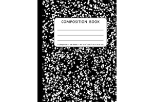 Composition Book: College Ruled Composition Notebook, 100 sheets /200 Pages, 9 ¾” x 7 ½” 90gsm Paper - Black Marble Cover