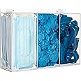 KOEMEHR Hair Nets and Shoe Cover Dispenser Triple Face Mask Plastic Glove Dispenser Holder with Lid Wall Mount Acrylic Clear Storage Box Containers for Disposable Hairnet, Transparent