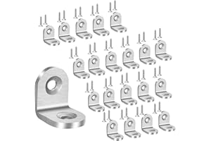 20Pcs Small Corner Bracket 20×20mm, Bolatus Right Angle Corner Braces L Brackets, 90 Degree Metal Brackets Stainless Steel Joint Bracket Fastener with 40 Screws for Shelves Wood Furniture Fixation