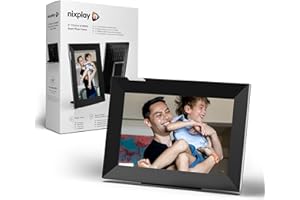 Nixplay 8 Pouces Cadre Photo numérique Intelligent WiFi écran Tactile (W08K), Noir-Argent, Partagez instantanément des Clips vidéo et Photos par e-Mail ou Via l'application Mobile
