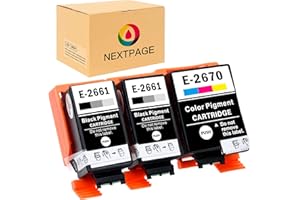 NEXTPAGE Wkłady atramentowe kompatybilne z Epson T2661 T2670 T-2661 T-2670 zastępcze do drukarki Epson WF-100W WF-110W Workforce (2 czarne, 1 kolorowe) zmywalne i odporne na działanie wody atramenty pigmentowe