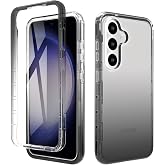 ESTH Transparent TPU Case for Samsung Galaxy S24 360 Degree Case Shockproof Dustproof Clear Mobile Phone Case Outdoor Armoured Case with PC Bumper and Screen Protector Black