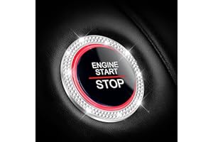 Adunsiaoto 2 Stück Universal Auto Kristall Strass Motor Starter Dekoration Ring, Auto Bling Bling Strass Kristall Dekoration Ring, Bling Auto Dekor Zubehör(Weiß)