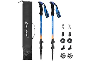 Clostnature Walking Poles - 2 Pack Adjustable Hiking Poles for Women and Man, Aluminium Trekking Pole with Quick Lock System, Comfortable Foam Grip & Carry Bag, Hiking Sticks for Camping, Backpacking