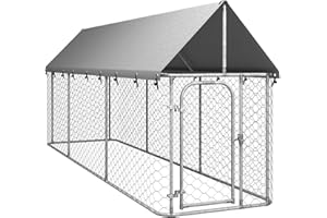 Deufre Perrera de Exterior con Techo Animales Mascotas Perros Jaulas Cercados Casetas Casa Jardín Estructura Actividades Aire Libre 400x100x150 cm