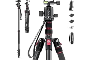 SMALLRIG Trípode de Aluminio Liviano de 78", Trípode con Placa de Liberación Rápida de Cabeza de Bola de 360 ​​Grados, Carga útil Máxima de 33 LB - 3474C