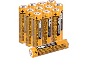 JAPUSOON NiMH Piles Rechargeables HHR-65AAABU pour Panasonic 1.2V 630 mAh Micro AAA Batteries Rechargeables pour Téléphones sans Fil (12 pièces)