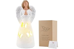 ACTLATI Guardian Angel Figurine Angel of Prayer Candle Holder Statue with Flickering LED Candle Sculpted Figure Angel Birthday Gifts For Her/Him Wedding Gift to Show Love, Gratitude,Emotional
