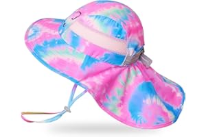 Basumee Adjustable Girls Sun Hat Foldable Beach Cap with Adjustable Chin Strap for Baby Toddler and Kids,Aged 2-9