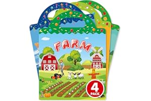 HOMESTEC Jouet Enfant Gommettes Repositionnables - 4 Thèmes Educatifs, Corps, Océan, Insecte, Ferme - Stickers Réutilisables et Imperméables - Livrets avec Poignée Portable - 2-6 Ans