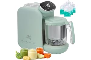 Chefhandy 5-i-1 barnmatsmaskin med ångkorg i rostfritt stål, puréprocessor, ångkokare, mixer, flaskvärmare, automatisk matlagning och slipning, pekskärm